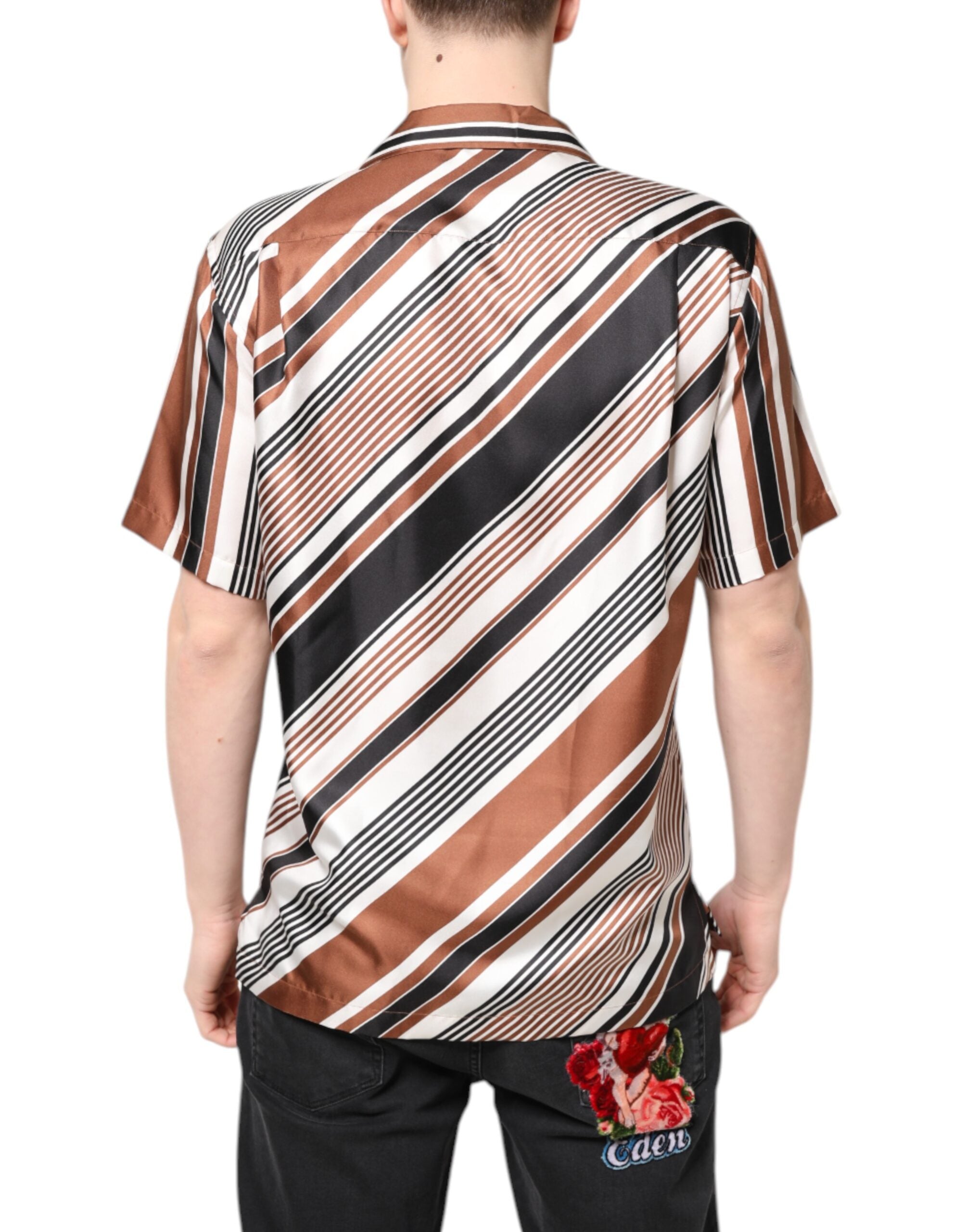 Dolce & Gabbana multicolored striped silk shirt with short sleeves